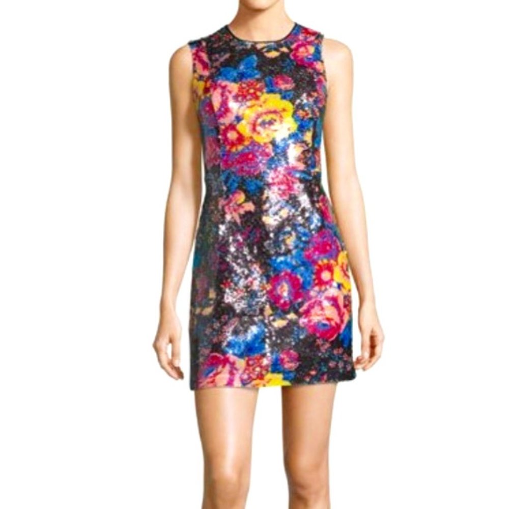HPx2🎉 Diane Von Furstenberg Sequin Floral Mini Dress NYE 14 nwt